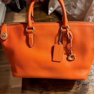 Coach Orange Leather Tote Bag